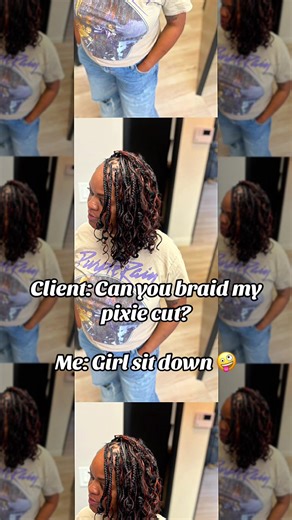 Yes!!! Us pixie cut girlies can have braids too 🥰 Come sit in my chair and watch me work! #dfwbraider #tiaslaboratory #arlingtonbraider #knotlessbraids #bohobraids