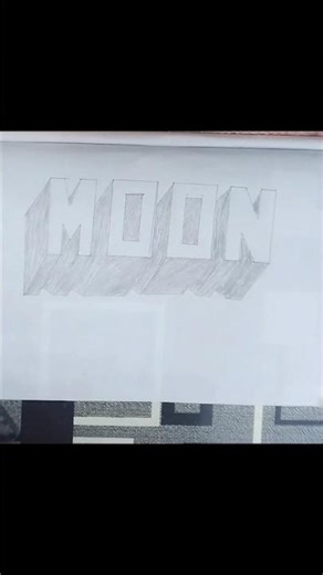3d illusion drawing easy || 3d letter moon drawing #3d #tranding #shorts
