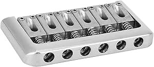 Fixed Hardtail Guitar Bridge, Metal Construction with Screws, 6 String Electric Guitar Bridge Saddle, Silver for Guitarists DIY Repair