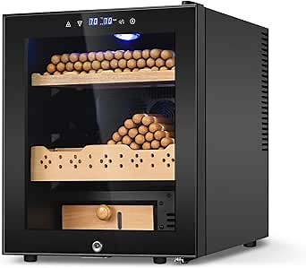 Electric Cigar Humidor Cabinet, 50L Cooler with Temperature and Humidity Control, Spanish Cedar Wood Shelves and Safety Lock (360 Counts Capacity)