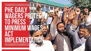 PHE daily wagers protest to press Minimum Wages Act implementation #greaterkashmir #GKWEBTV #PHE #Protest | Greater Kashmir