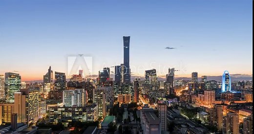 city skyline at night, Landmark buildings in Beijing (Time-lapse)