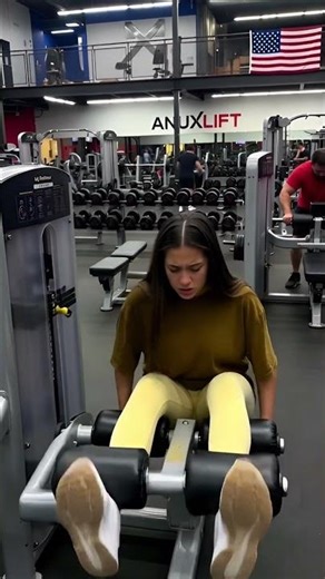 American Fitness Woman Exhausted After Brutal Quad Burnout in Hardcore Gym 🔥
