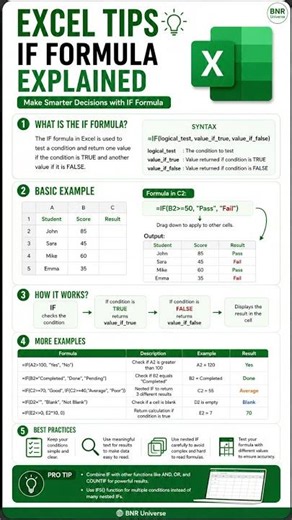 Excel IF Formula Explained ⚡ Beginner to Pro #exceltips #shorts