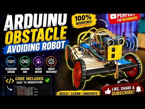 Arduino Obstacle Avoiding Robot using Arduino UNO | HC-SR04 + L298N + Servo | Step-by-Step Tutorial