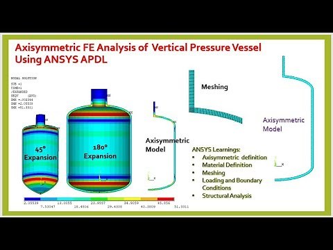 Axisymmetric FE Analysis of Pressure Vessel Using ANSYS APDL (Classic)