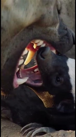 Hyena vs Honey Badger Intense Wildlife Battle at the Burrow Entrance