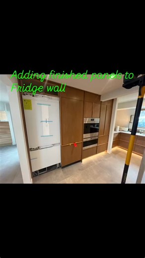 Adding the finishing touches to fridge wall #woodworking #ultimatemobilewoodshop #festool | Greg Fraser
