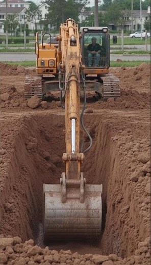 Excavator Digging in Deep Mud | Construction Site Footage
