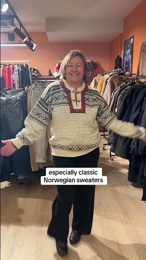 Thrifted traditional Norwegian sweaters in Bergen!! Uuf is right downtown and so good!!! So many fun