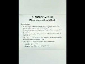 Determination of concentration of given drug using Q-analysis method