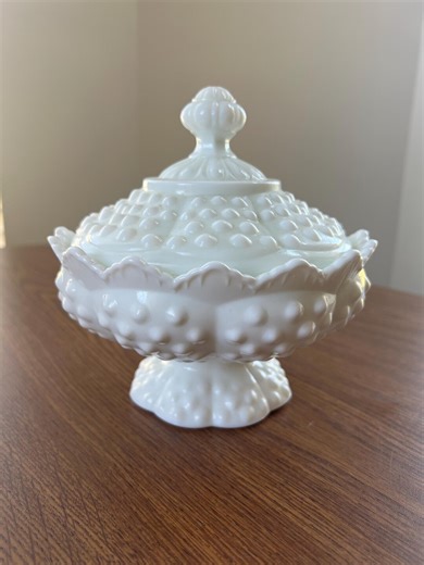 Vintage 1970s Fenton Art Glass Company Milk Glass Hobnail Footed Candy Dish With Lid – #3886 MI – Classic Wedding Decor – as Is - Etsy