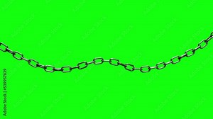 Connected Long Chain Drop, Realistic Chain Falls And Swings, Easy Edit With Green Screen Chroma Key Background