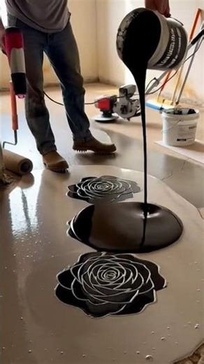 White & Black Rose Epoxy Floor || transformation