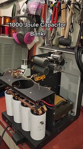 These capacitors pack quite a punch #vintageelectronics #vintage #electricalengineering #electronic #electrical #capacitorbank #energystorage #caps #electronicsengineering #technician #electronicsrepair #electricalcircuits #coolstuff #madscientist #madscientisttiktok #lightswitch #capacitor #capacitors #electronics