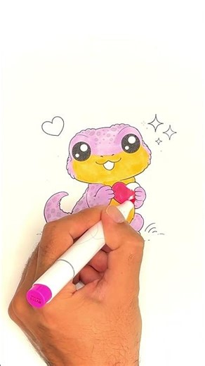 Cute Baby Gecko Coloring 🦎💜 So Satisfying & Relaxing!