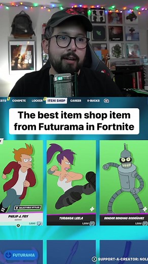 Here’s the Futurama item shop in Fortnite! Bender’s Shiny Metal Raygun is in the game too! #fortnite #futurama #bender #fry #leela #nibbler #itemshop #vbucks #zoidberg #emote #gameplay #ign #tour #tv #hulu #show #series #streaming #jeffreyvegaiconseries #gamingskills | IGN