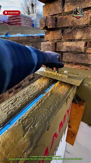 Leveling Cement Mortar with a Notched Trowel for Stronger Adhesion #construction