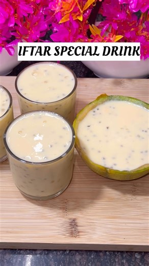Iftar special: Creamy Kharbuja Sabja Drink😍 #shorts #trending #viralvideo #ramadan #ramadanrecipes