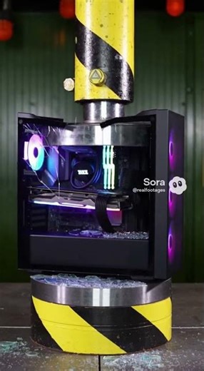 Gaming computer CRUSHED by hydraulic press #pcgaming #crusher #shorts #satisfyingvideo #gaming #pc