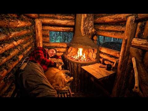 6 Days Building a Log Cabin Deep in the Carpathians with a Fireplace | Bushcraft Survival