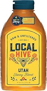 Local Hive Utah Raw Unfiltered Honey – 32oz, 100% Pure US Honey, Sourced from American Bees and Beekeepers - Natural Sweetener, Ideal for Tea, Baking, and Cooking
