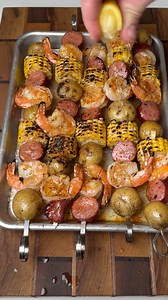 Shrimp Boil Skewers | Burnt_Pellet_BBQ
