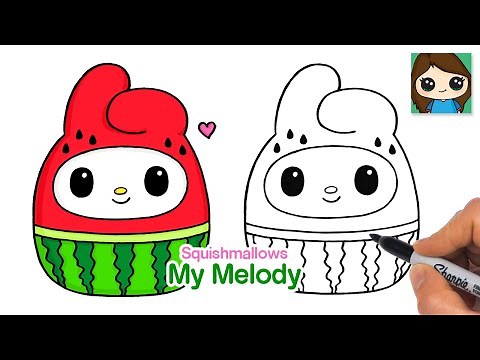 How to Draw My Melody Watermelon | Squishmallows