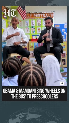 Obama & Mamdani Join Kids For ‘Wheels On The Bus’ Singalong During Preschool Visit in NYC | #shorts
