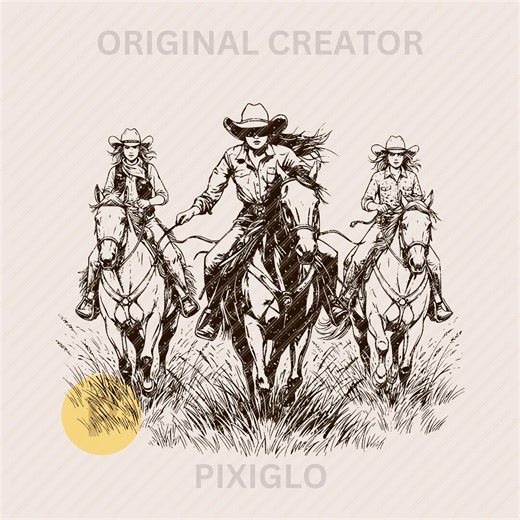 Cowgirl PNG, SVG Western Line Art Vintage Png * Rodeo Digital Art Download Printable Western Shirt Print on Demand #663 - Etsy