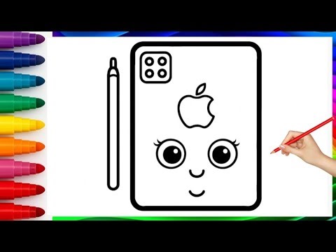 How To Draw a cute Tablet Drawing, Painting & Coloring For Kids and Toddlers_🌈🎨