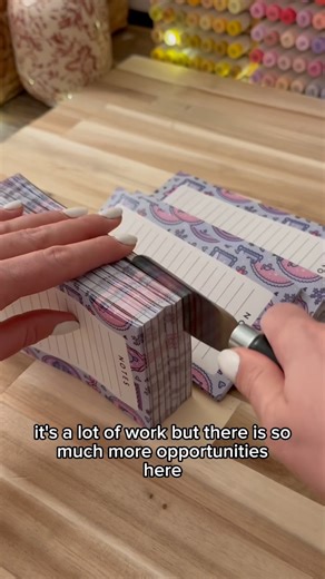 Nunu | Creator Club 👩🏻‍💻 on Instagram: "You don’t need this cutter at first, it took me years to get this cutter but I started my business with an 8$ paper cutter. All tools linked in bio #stationery #diy #notepad #asmr"