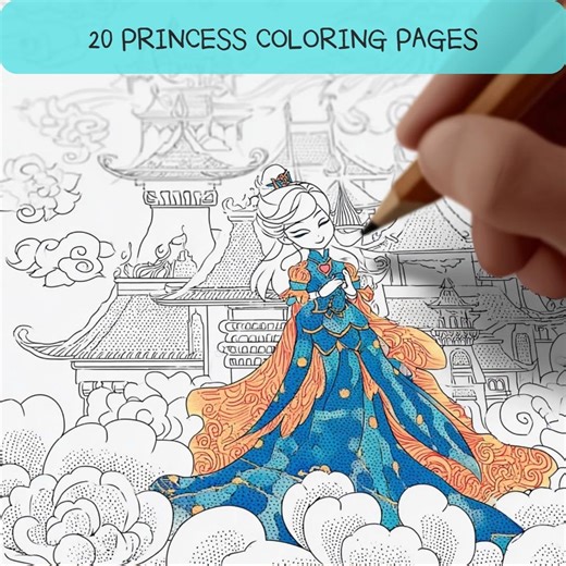 Princess Coloring Pages for Kids – 20 Printable PDF, Cute & Easy Coloring Book - Etsy