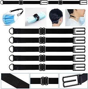 Mask Clips to Protect Ears - Face Mask Extender Strap Ear Loops Relieving Ear Pressure & Pain from Wearing Long-Time Mask for Nurses,Food-Workers,Mask Strap Extender with High Elastic Fabric(Black)