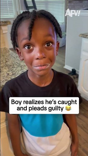 Boy realizes he's caught and pleads guilty 😂
