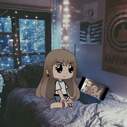 Cozy Night In: Cartoon Character Relaxing on Bed