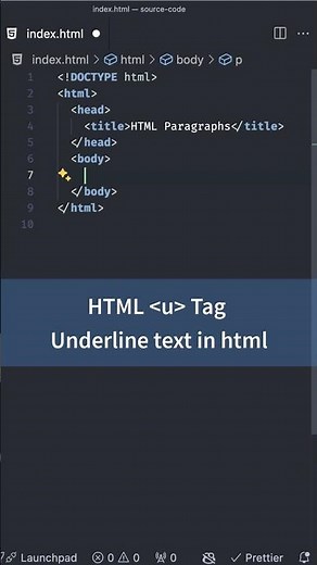 Text Formatting Tags in HTML, u Tag for Underline Style | HTML CSS Tutorial for Beginners #html