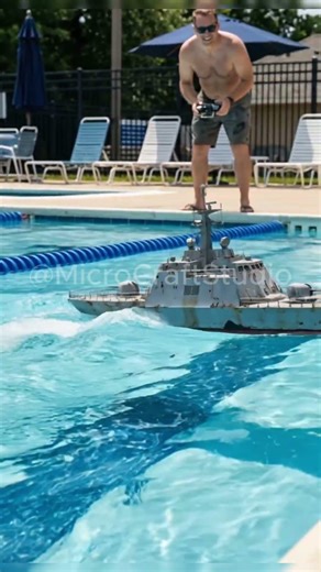Stealth Patrol Corvette in a Public Swimming Pool #battleship #remotecontrol