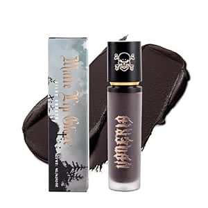 VANERIA Goth Lipstick,Black Lip Stain,Long Lasting High Impact Color,Matte Liquid Lipstick,Moisturize Lips,Smudge Proof (Brown Black)