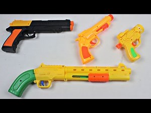 play with box of toy guns!!! many colours toy guns for kids,, learn colours- play toys time