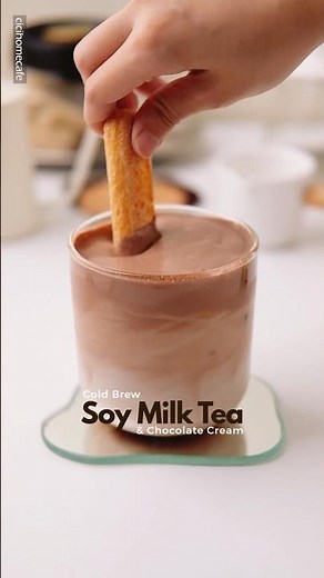 Cold Brew Soy Milk Tea with Chocolate Cream Top