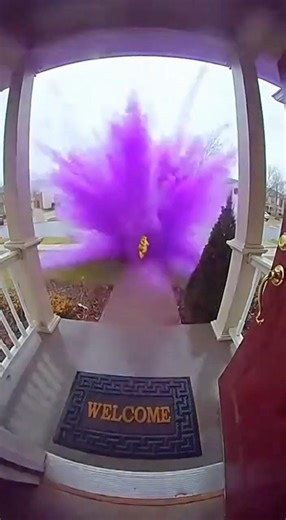 Porch Pirate Triggered a Dye Pack Explosion — Doorbell Camera