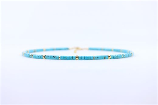 Kingman Turquoise Heishi Necklace With Gold Beads, 4.5mm Baby Blue Arizona Turquoise, Beaded Choker, 14k Gold Filled or Sterling Silver - Etsy Australia