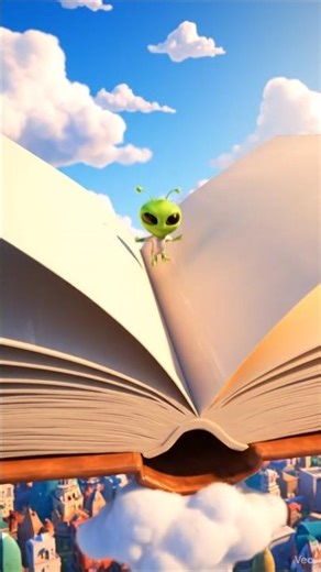 Alien Lands on a Magical Floating Book Bed in the Clouds 📖✨ #usa #animation #alienremix #cartoon