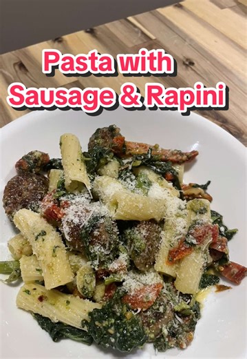 Pasta with sausage and rapini and garlic and oil. Come learn my cooking hack for making sausage so it is always juicy, tender, and will never dry out. ##DinnerIdeas##CookingHacks##cookwithme##pasta##sausage