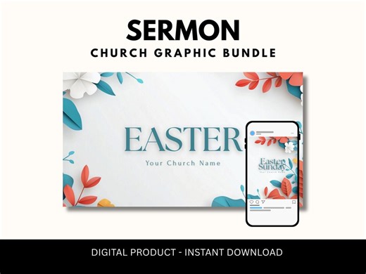 Easter Floral Church Graphics Bundle | Digital Download | Canva-editable Sermon Slides With Matching Social Templates - Etsy