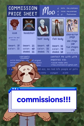 Open Commissions for Character Art and Animatics