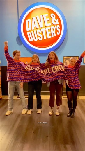 13K views · 27 reactions | Prove your crew is prettier than The Plastics – tag us in your ugly sweater pics for a chance to get the ugliest D&B sweater everrr. | Dave & Buster's | Facebook