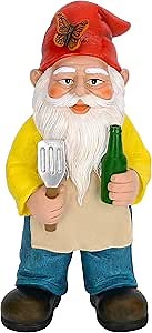 Mood Lab Garden Gnome - BBQ Chef Gnome - 9.45 Inch Tall Statue Lawn Garden Figurine - for Outdoor & House Decor