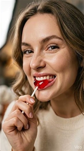 Red Lollipop Bite ASMR 💋🍭 Ultra Close-Up Eating Sounds #shortsfeed #shorts